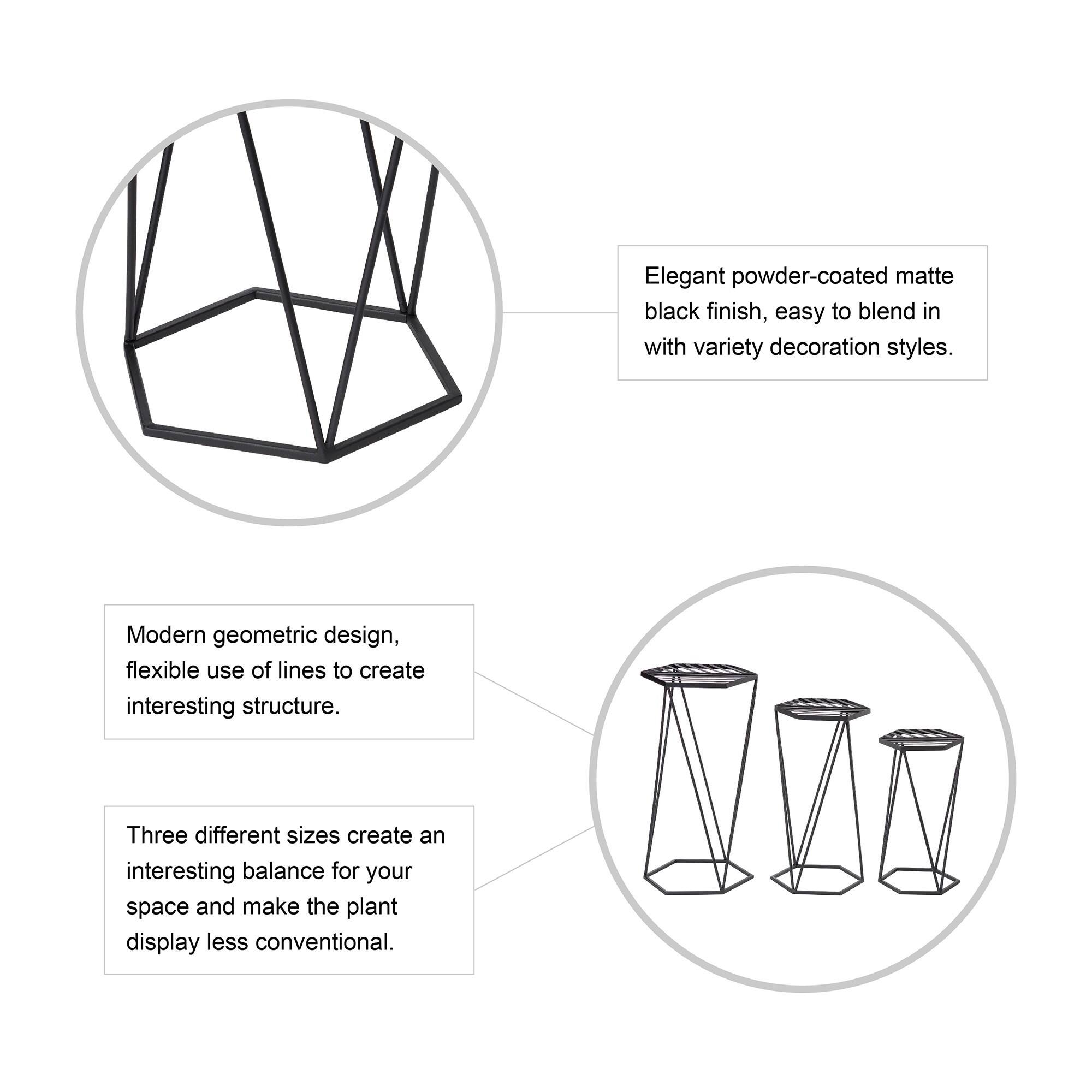 Glitzhome® Modern Hexagon Black Metal Planter Set